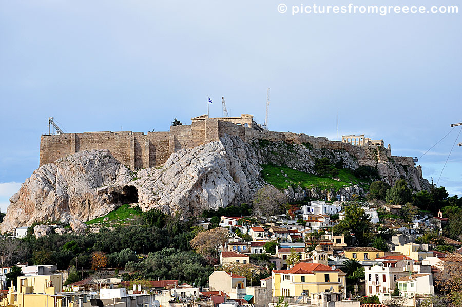 Anafiotika and Acropolis in Athens.