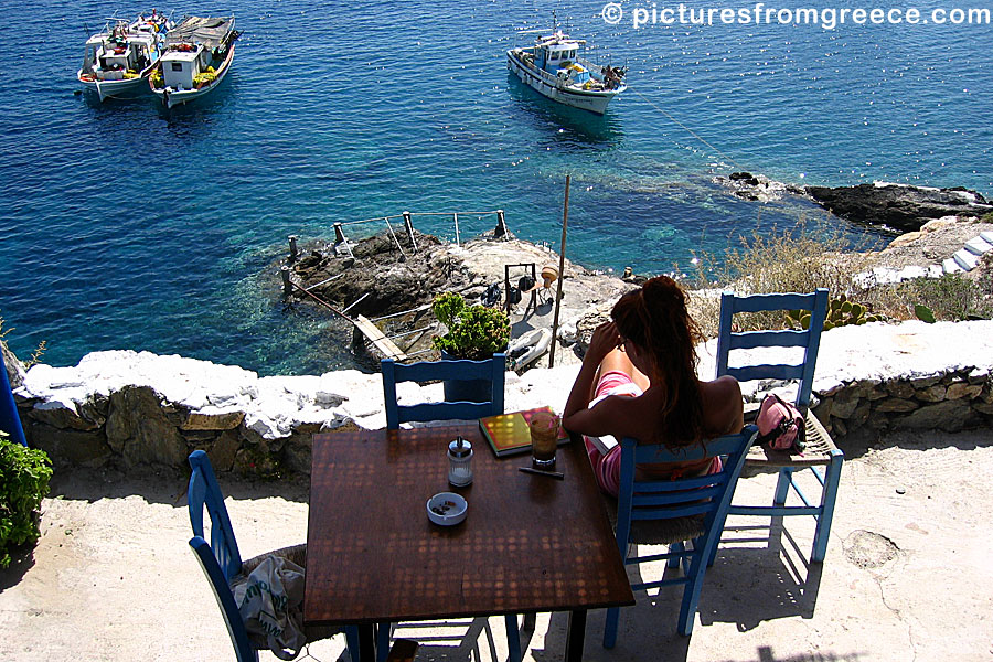 Above the naturist beach of Agios Nikolaos in Folegandros is a good taverna.