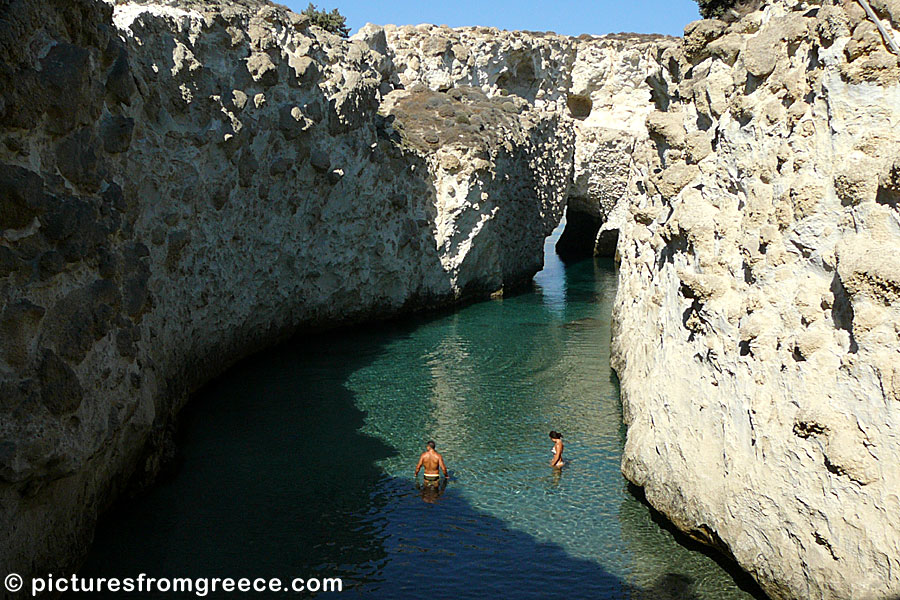 The cave beach of Papafragas in Milos.
