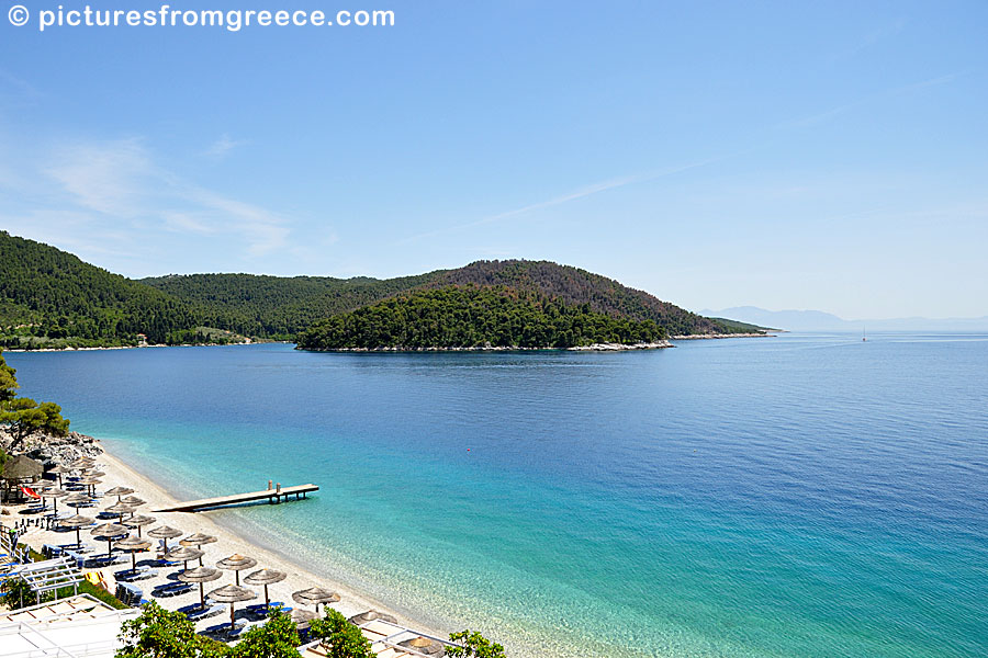 Adrina Beach is located between the beaches of Panormos and Milia in Skopelos.