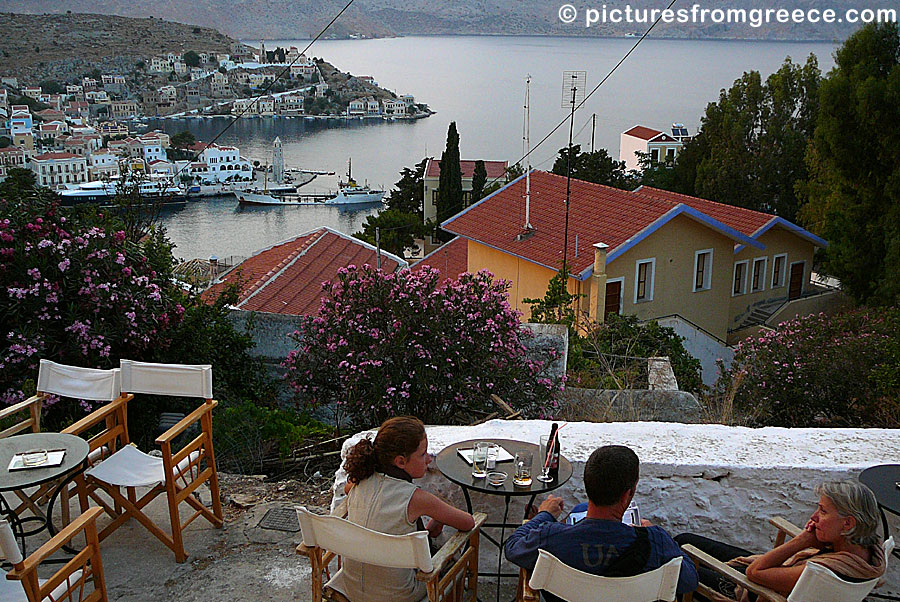 The sunset at Symi is best seen from Chorio which is above Gialos.