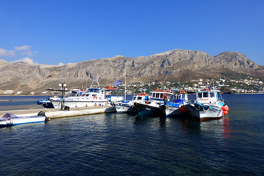 From the port of Telendos are small boats sailing to Myrties on Kalymnos every half hour.
