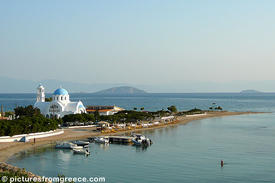 The beautiful church of Agioi Anargyroi is located by the small lovely beach of Skala in Agistri,