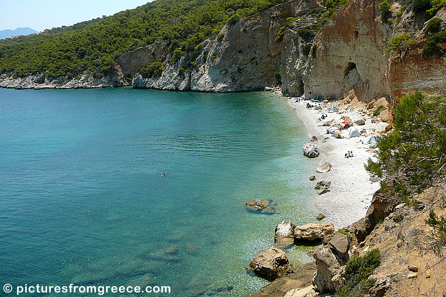 Chalikiada beach south of Skala is Agistris official nudist beach.