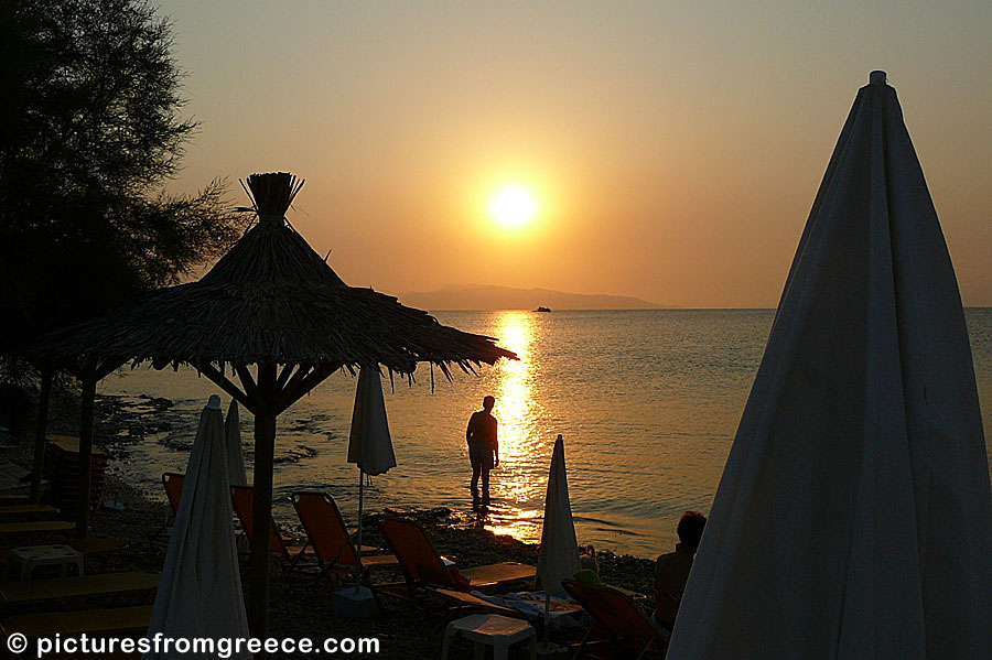 Sunset from the beach in Skala on Agistri.