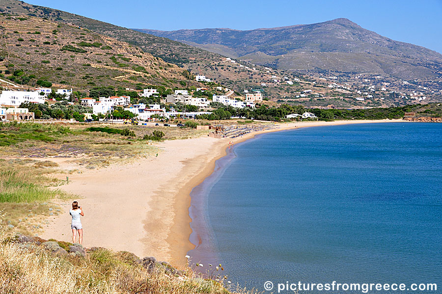 Agios Petros beach on Andros in Greece.