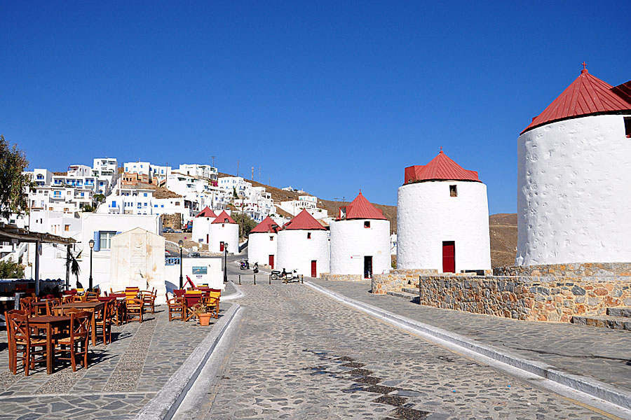 Windmills in Chora in Astypalea.