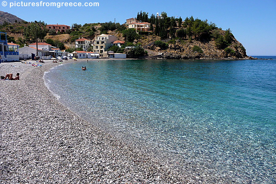 Nagos on Chios is a cozy little village with taverns, hotels and a fine pebble beach.