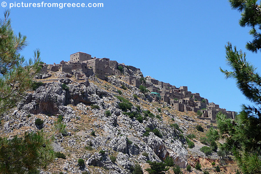 The devastated village Anavatos in Chios was destroyed by the Turks in a massacre in 1822.