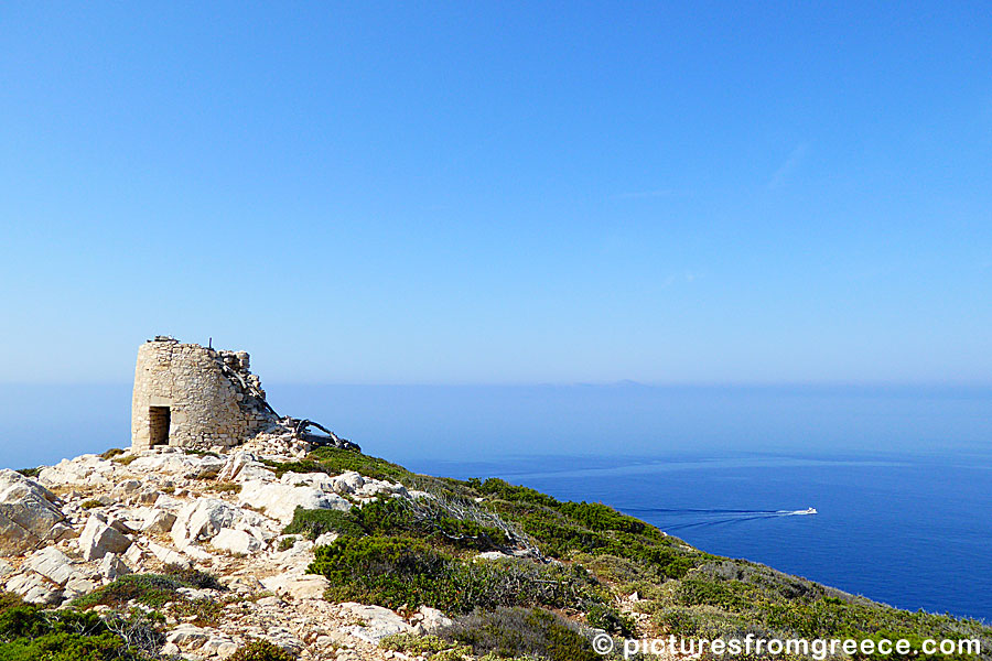 Hiking to the windmill near Kedros beach in Donoussa.