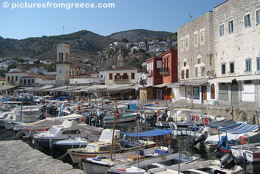 The small fishing port in Hydra Town.