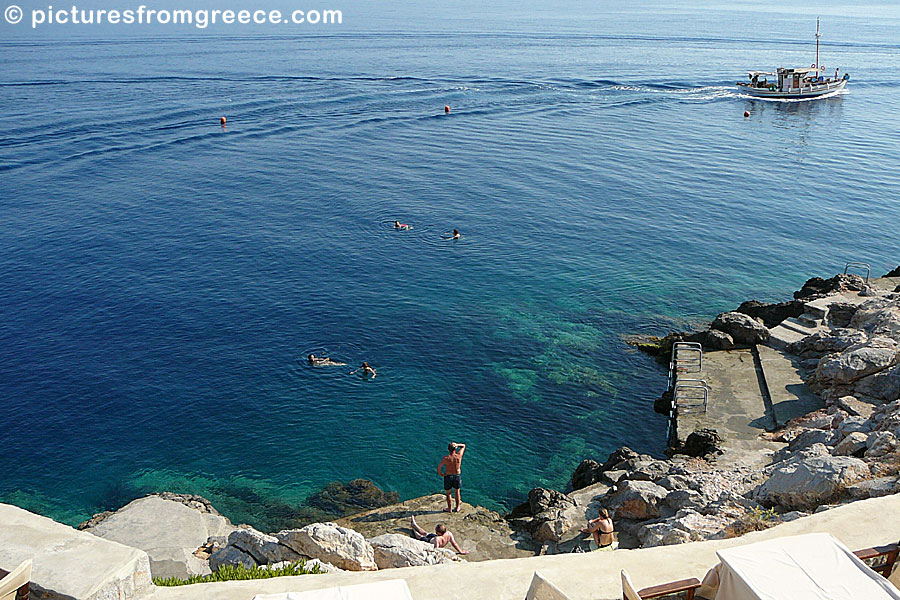 Spilia rocks  in Hydra Town.