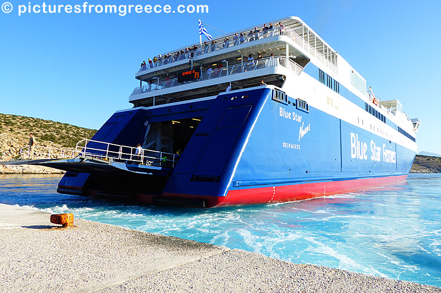 Blue Star Naxos in the port of Iraklia.