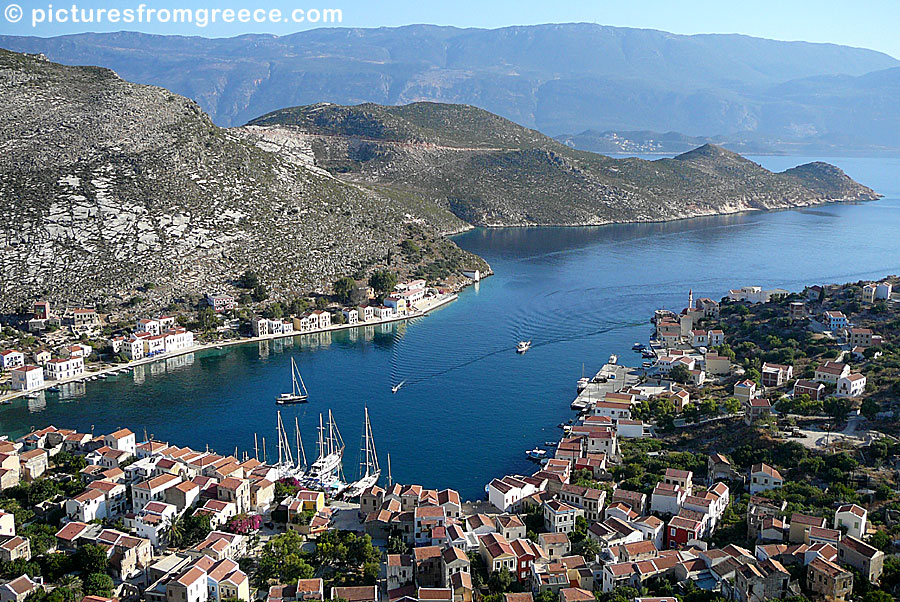 View over Megisti bay and Kaz in Kastelorizo.