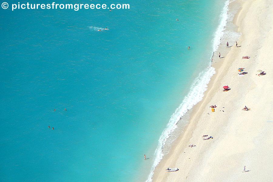 Myrtos beach in Kefalonia is considered one of the finest beaches in Greece.