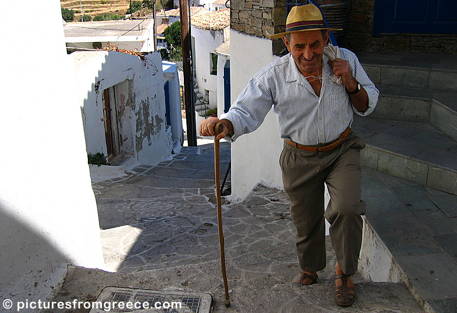 Stairway to the square of Driopida in Kythnos