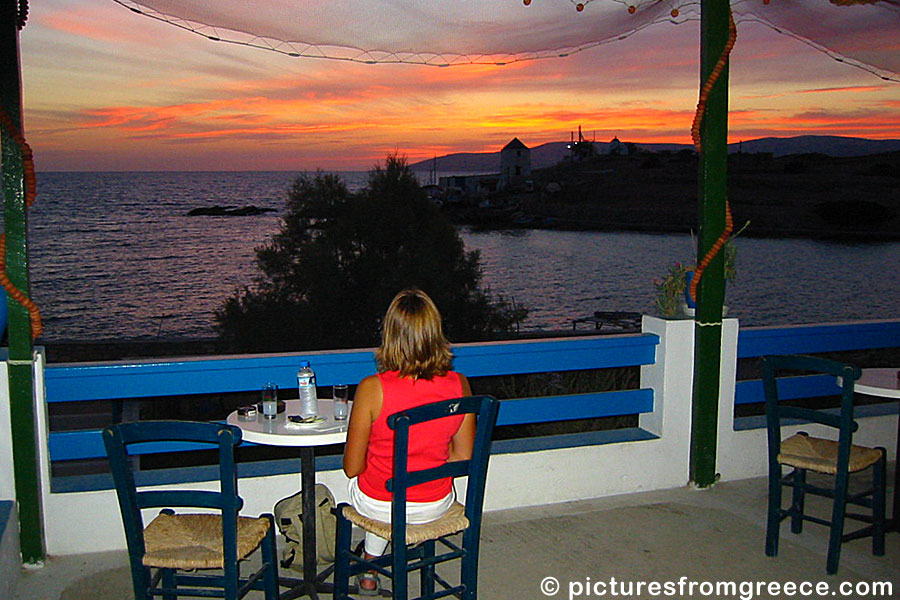 Sunset from Ouzeria Maria in Koufonissi.