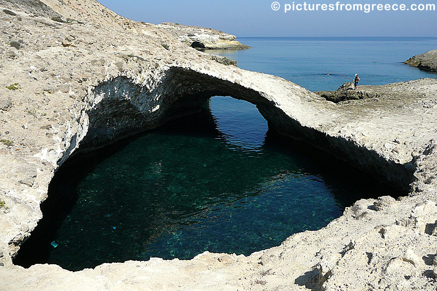 Kapros close Papafragas is one of many strange rock formations in Milos.