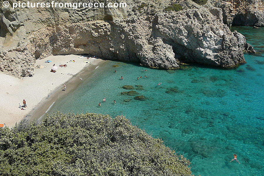 Tsigrado is one of Milos most beautiful beaches. The beach is located near to Firiplaka beach.