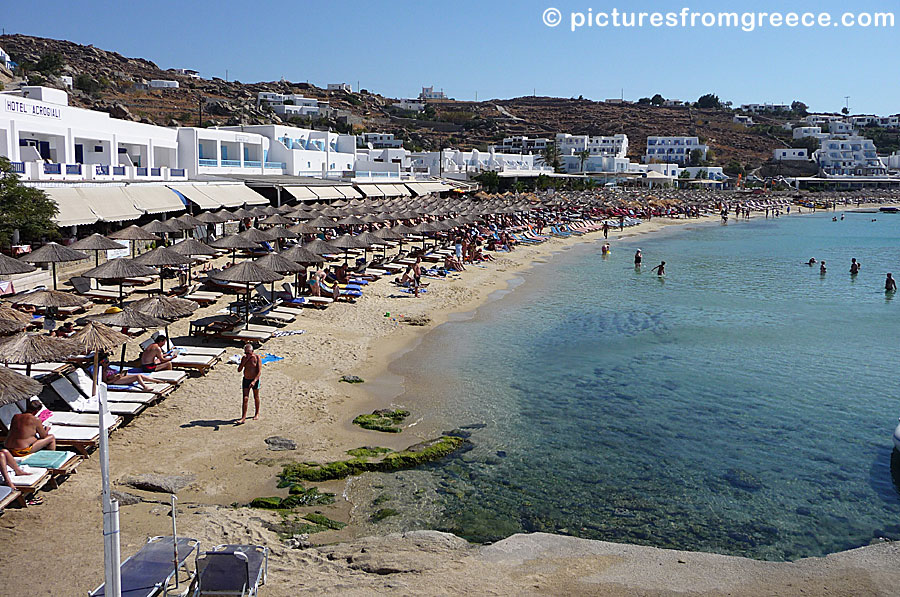 Platis Gialos beach in Mykonos.