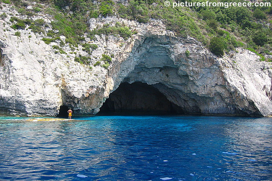 The entrance to the Blue Cave in Paxi is so big that you can enter it by boat.