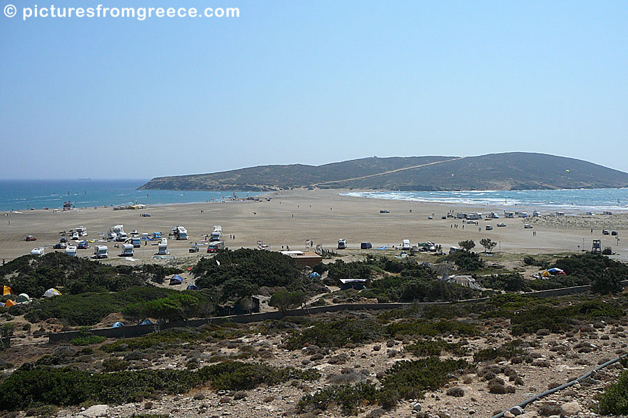 Prasonisi beach is located in southern Rhodes and is popular with windsurfers and kitesurfers.