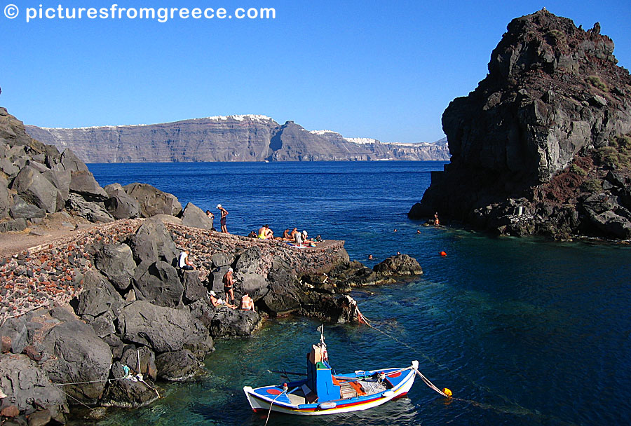 Amouida rock beach below Oia in Santorini.