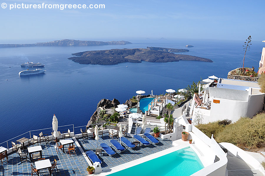 The Caldera and Nea Kameni in Santorini.