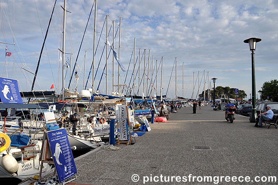 The sailing boat port in Skiathos Town.