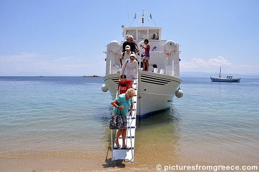 Beach boat at Troulos beach in Skiathos.