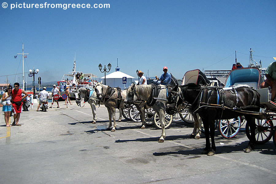 Horse taxis in Spetses.