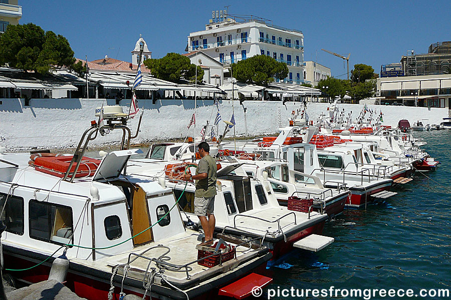 Taxi boats in Spetses Town.