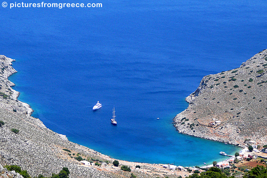 Marathounda beach on Symi in Greece.