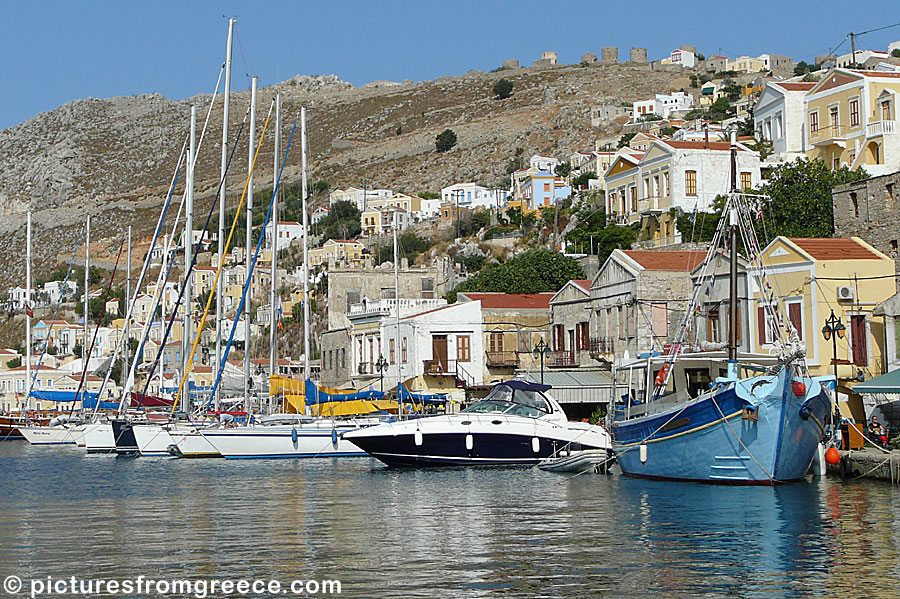 Gialos in Symi is a popular night port among sailors in Greece.