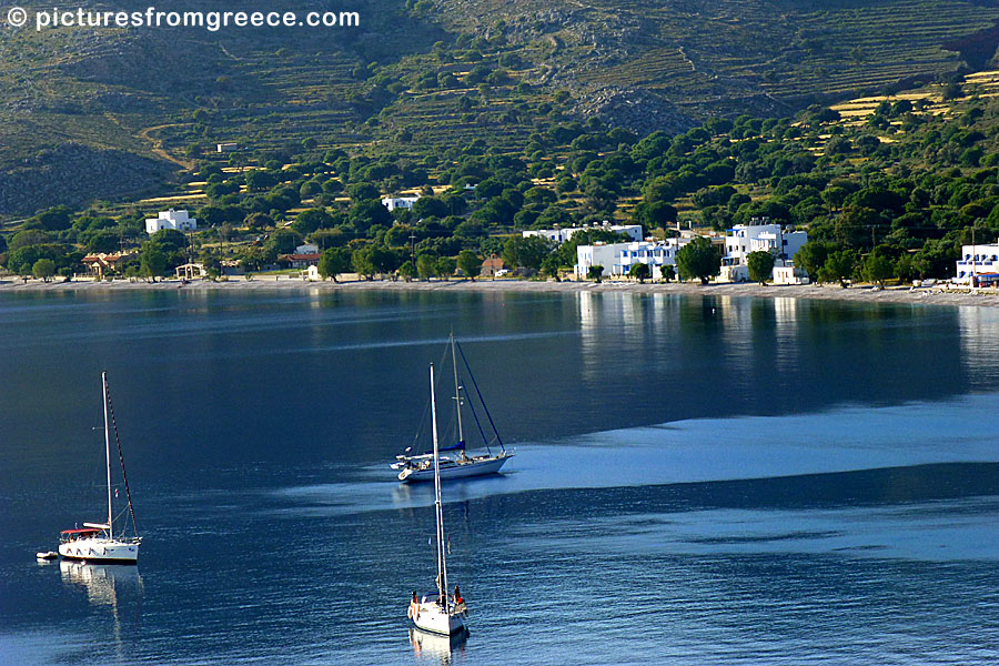 Sailboats in Livadia on Tilos.